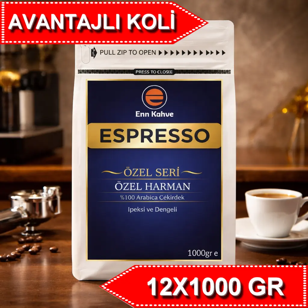 Espresso - Özel Seri - 1000gr x 12 Adet Koli | Özel Harman - %100 Arabica - İpeksi ve Dengeli