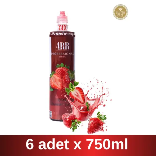 4RR | Çilek Aromalı Şurup | 750 ml x 6 Adet Koli