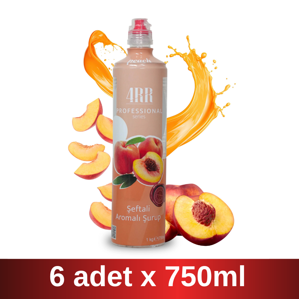 4RR | Şeftali Aromalı Şurup | 750 ml x 6 Adet Koli
