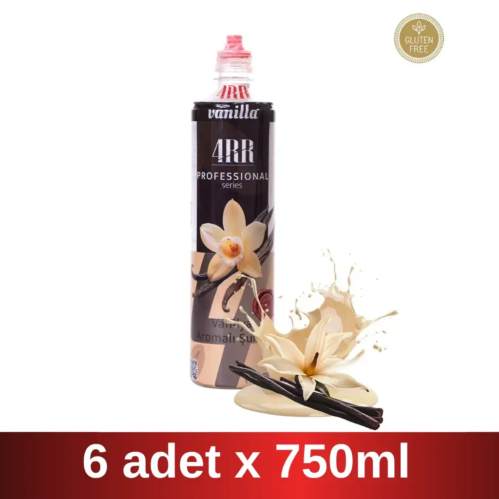 4RR | Vanilya Aromalı Şurup | 750 ml x 6 Adet Koli