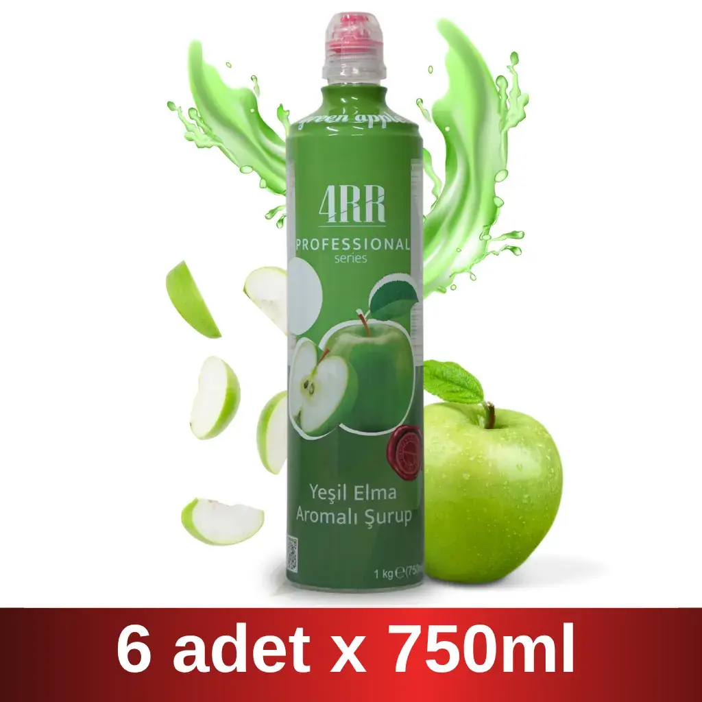 4RR | Yeşil Elma Aromalı Şurup | 750 ml x 6 Adet Koli