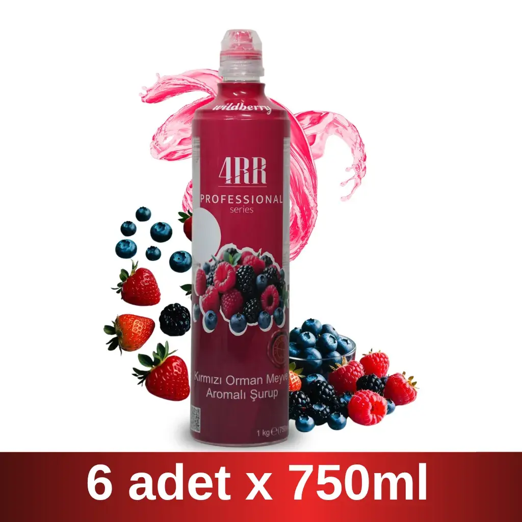 4RR | Kırmızı Orman Meyve Aromalı Şurup | 750 ml x 6 Adet Koli