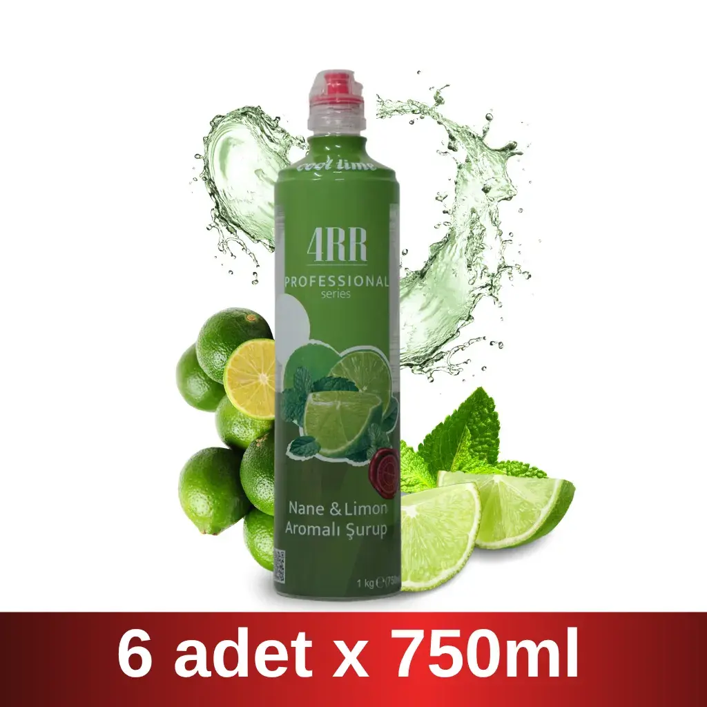 4RR | Cool Lime Aromalı Şurup | 750 ml x 6 Adet Koli