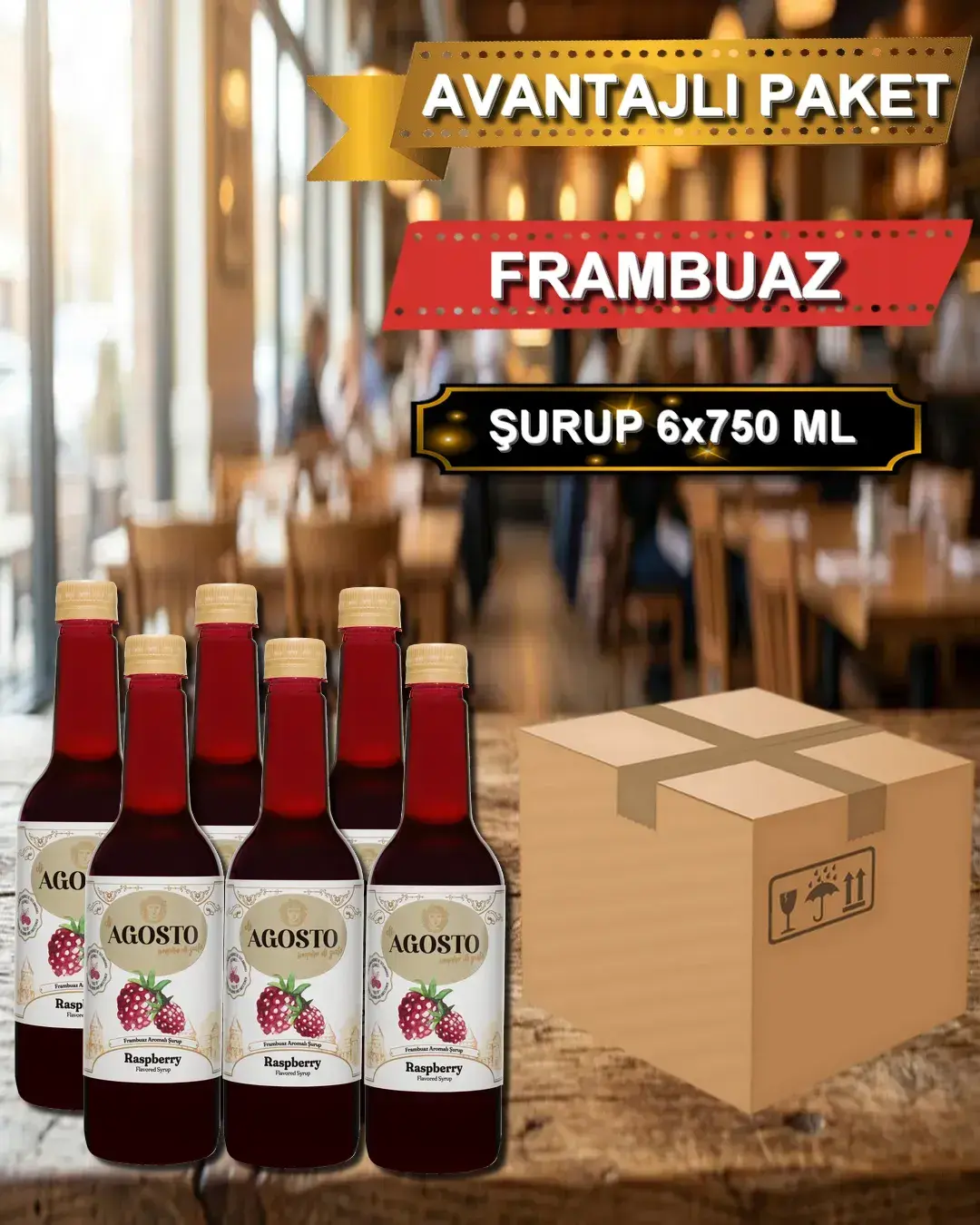Frambuaz Aromalı Şurup 750 ml - AVANTAJLI KOLİ - (6*750ml)