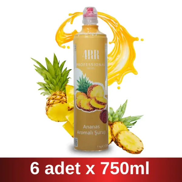 4RR | Ananas Aromalı Şurup | 750 ml x 6 Adet Koli