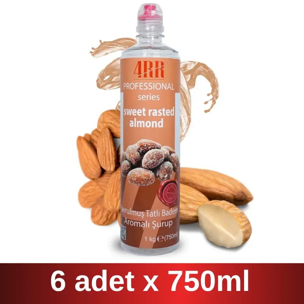 4RR | Kavrulmuş Tatlı Badem Aromalı Şurup | 750 ml x 6 Adet Koli