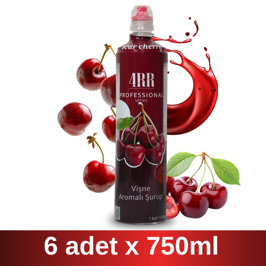 4RR | Vişne Aromalı Şurup | 750 ml x 6 Adet Koli