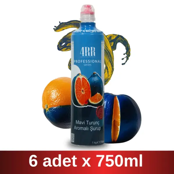 4RR | Mavi Turunç Aromalı Şurup | 750 ml x 6 Adet Koli