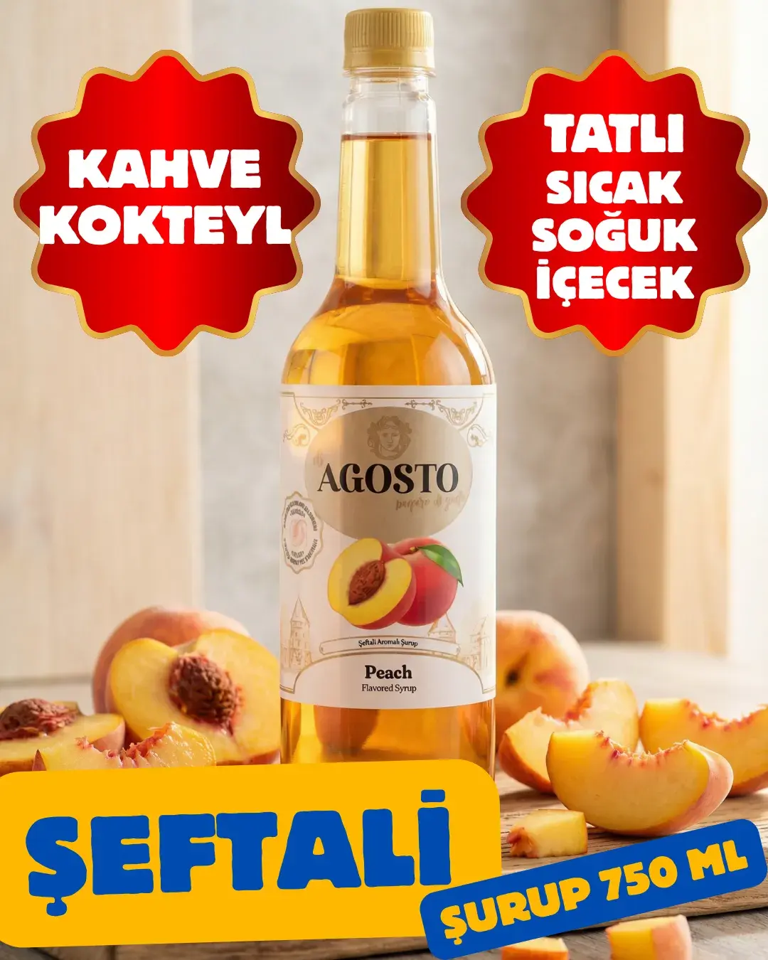 Şeftali Aromalı Şurup 750 ml