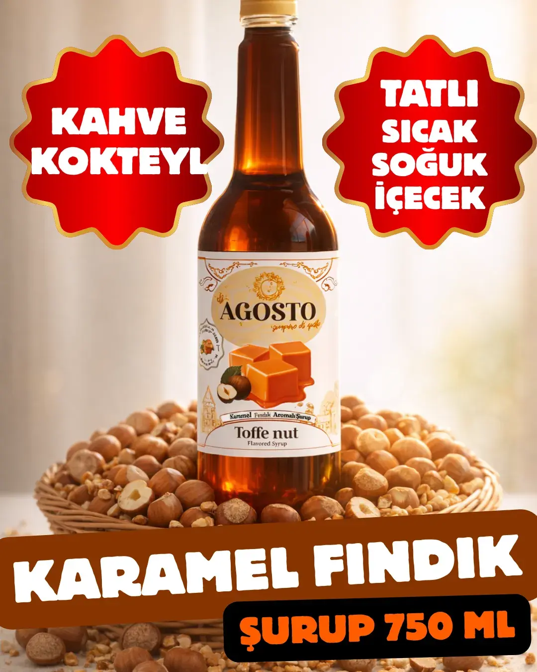 Karamel Fındık Aromalı (Toffee Nut) Kahve Şurubu 750 ml