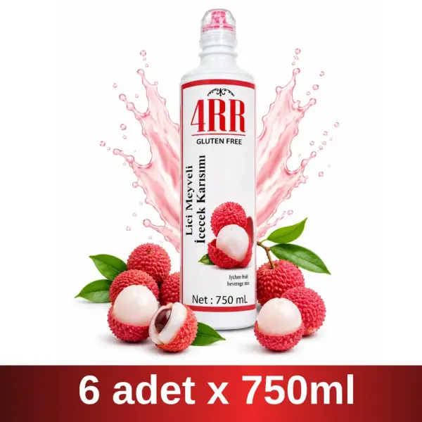 4RR | Liçi Meyveli içecek Karışımı | 750 ml x 6 Adet Koli