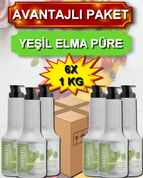 Yeşil Elma Püre&Sos - 1 kg - AVANTAJLI KOLİ - (6*1000gr)