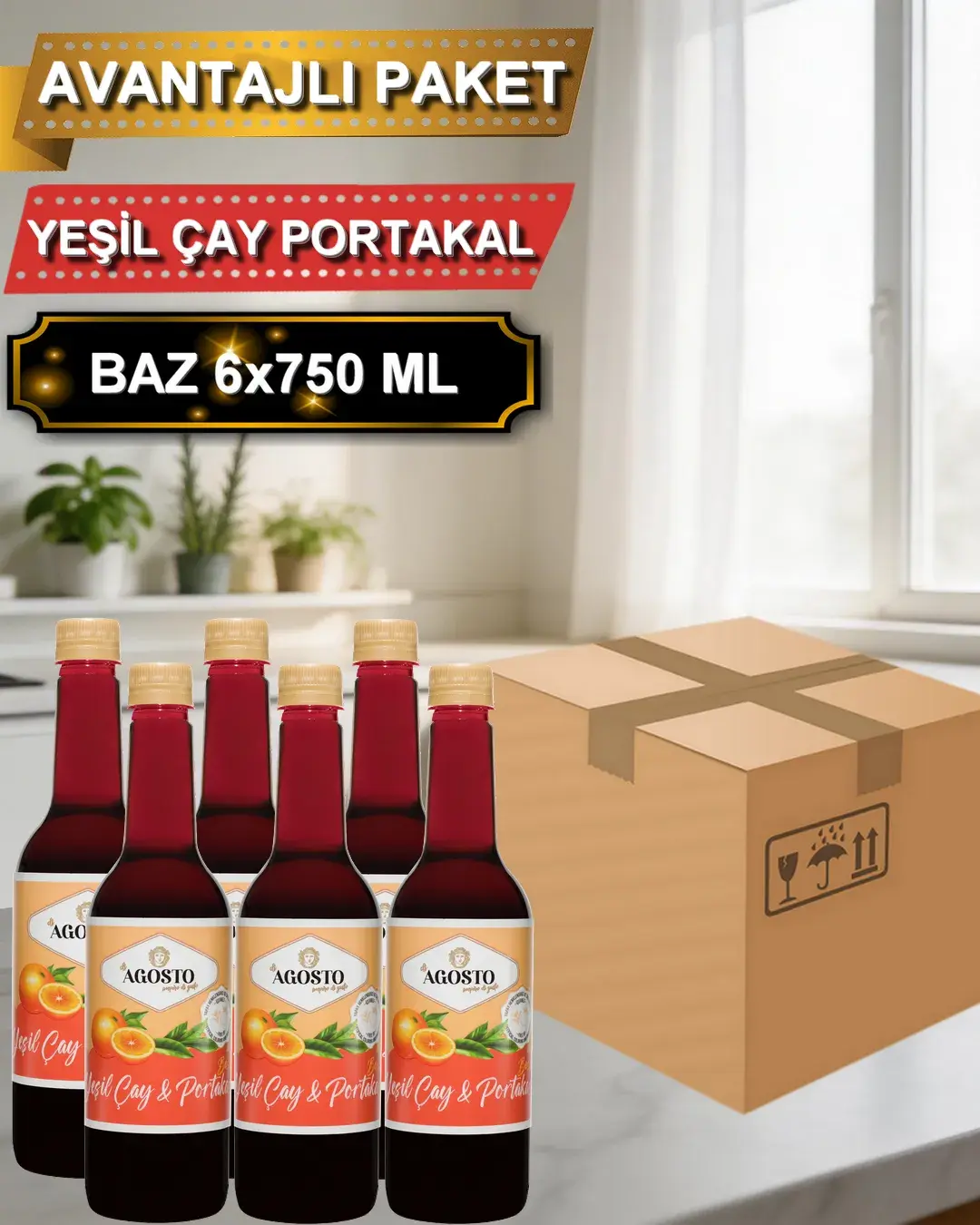 Yeşilçay & Portakal Bazı - 750ml - AVANTAJLI KOLİ - (6*750ml)