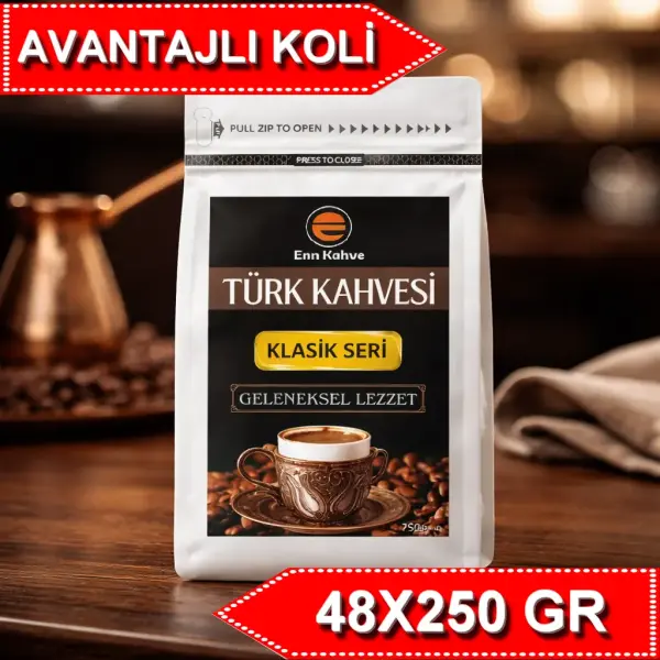 Türk Kahvesi - Klasik Seri - 250gr - Geleneksel Lezzet - AVANTAJLI KOLİ - (48*250gr)