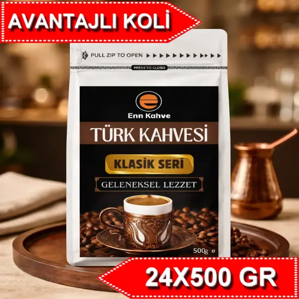 Türk Kahvesi - Klasik Seri - 500gr - Geleneksel Lezzet - AVANTAJLI KOLİ - (24*500gr)