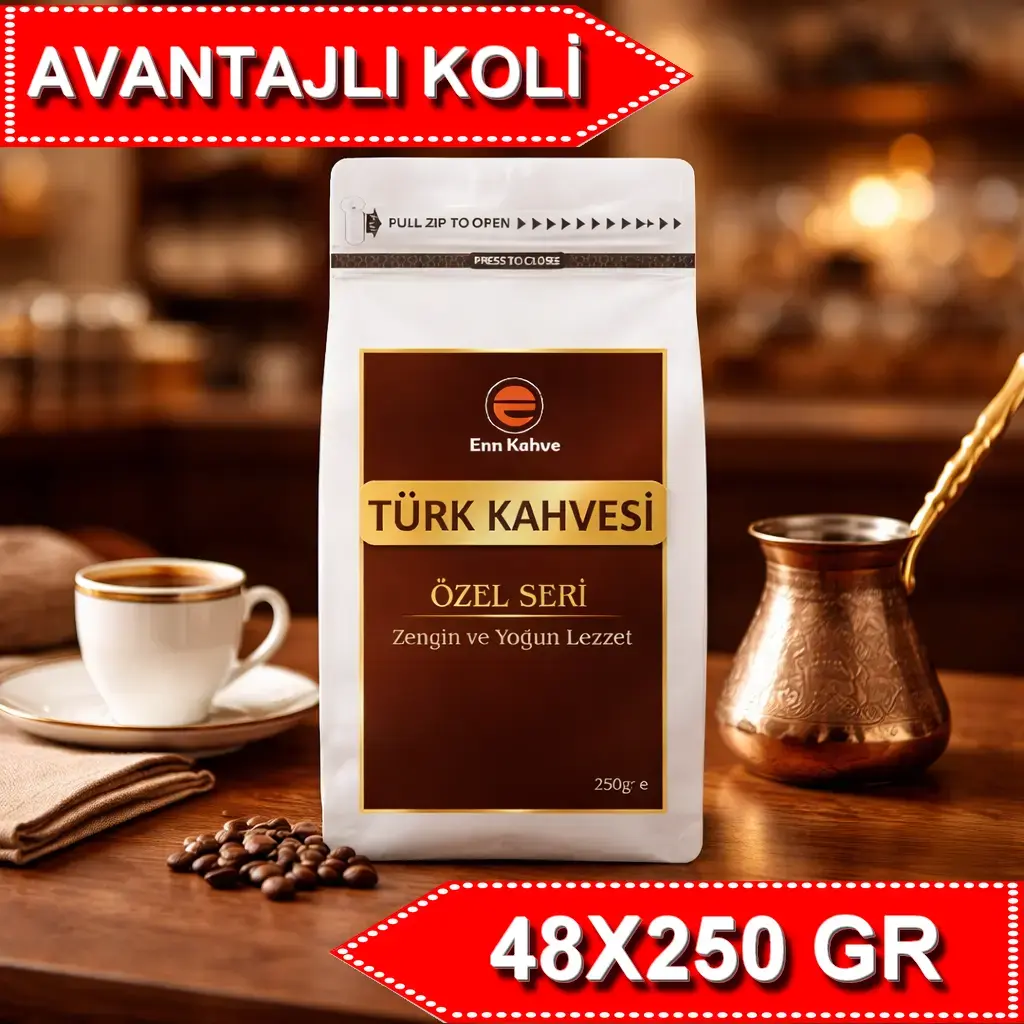 Türk Kahvesi - Özel Seri - 250gr - Zengin ve Yoğun Lezzet - AVANTAJLI KOLİ - (48*250gr)
