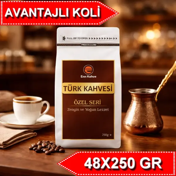 Türk Kahvesi - Özel Seri - 250gr - Zengin ve Yoğun Lezzet - AVANTAJLI KOLİ - (48*250gr)