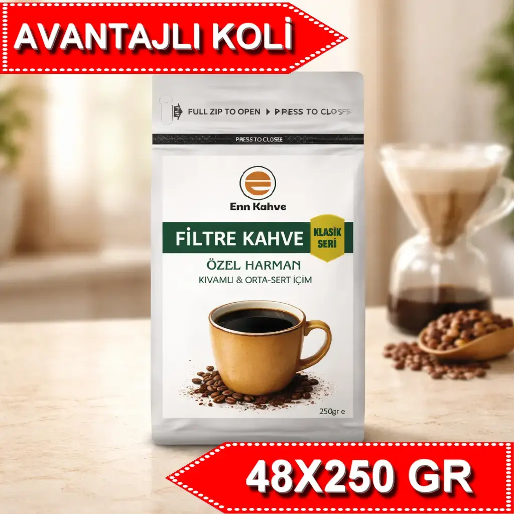 Filtre Kahve - Klasik Seri - 250gr | Özel Harman - Kıvamlı & Orta-Sert İçim - AVANTAJLI KOLİ - (48*250gr)