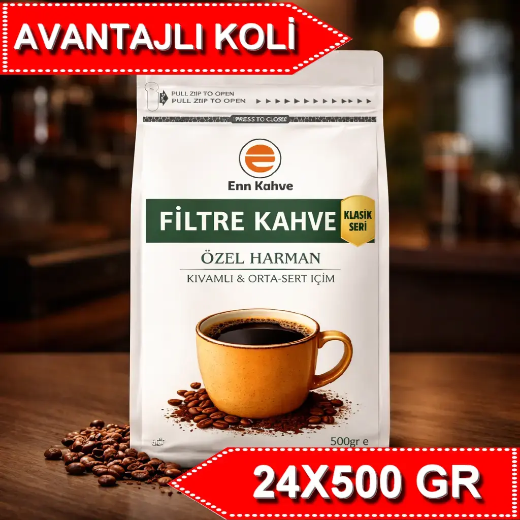 Filtre Kahve - Klasik Seri - 500gr | Özel Harman - Kıvamlı & Orta-Sert İçim - AVANTAJLI KOLİ - (24*500gr)