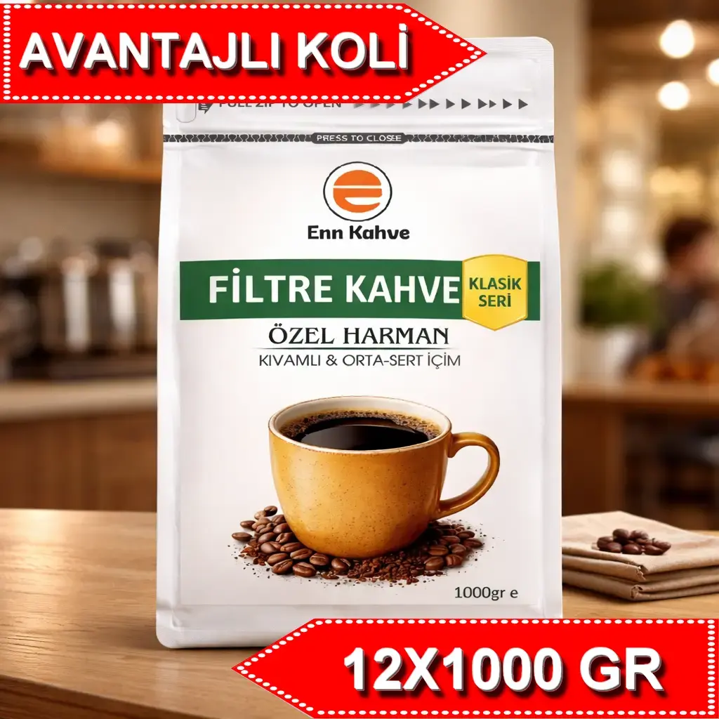 Filtre Kahve - Klasik Seri - 1000gr | Özel Harman - Kıvamlı & Orta-Sert İçim - AVANTAJLI KOLİ - (12*1000gr)