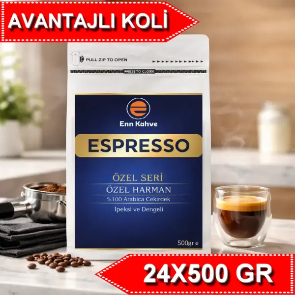 Espresso - Özel Seri - 500gr | Özel Harman - %100 Arabica - İpeksi ve Dengeli - AVANTAJLI KOLİ - (24*500gr)