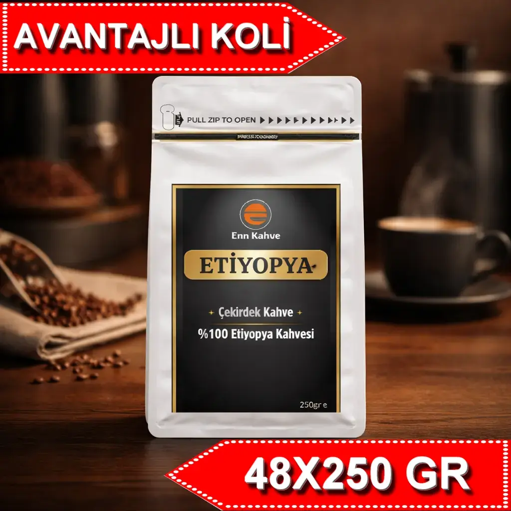 Etiyopya - Kavrulmuş Çekirdek - 250gr | Single Origin - AVANTAJLI KOLİ - (48*250gr)