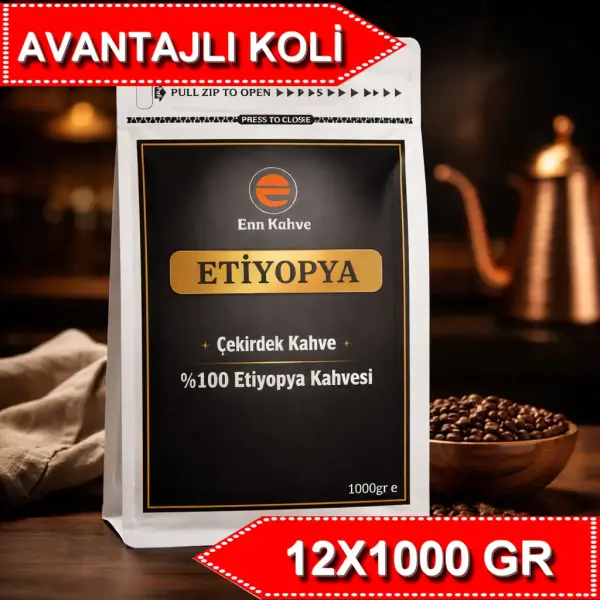 Etiyopya - Kavrulmuş Çekirdek - 1000gr | Single Origin - AVANTAJLI KOLİ - (12*1000gr)