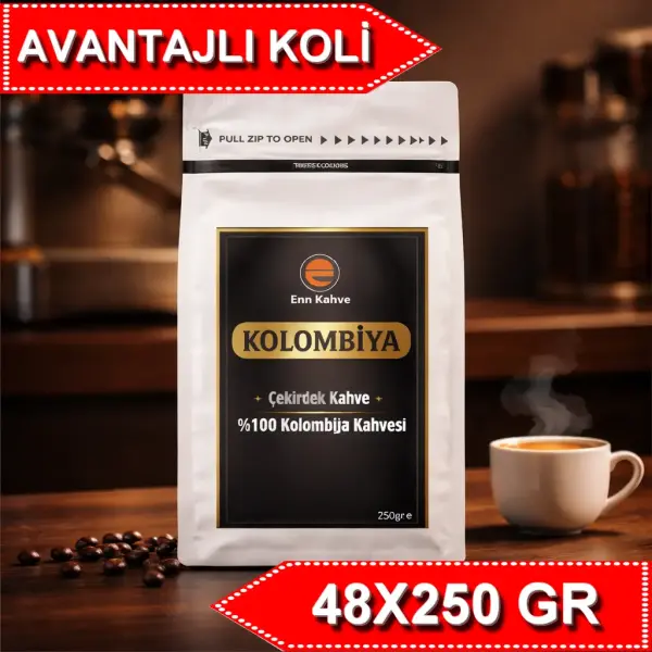 Kolombiya - Kavrulmuş Çekirdek - 250gr | Single Origin - AVANTAJLI KOLİ - (48*250gr)