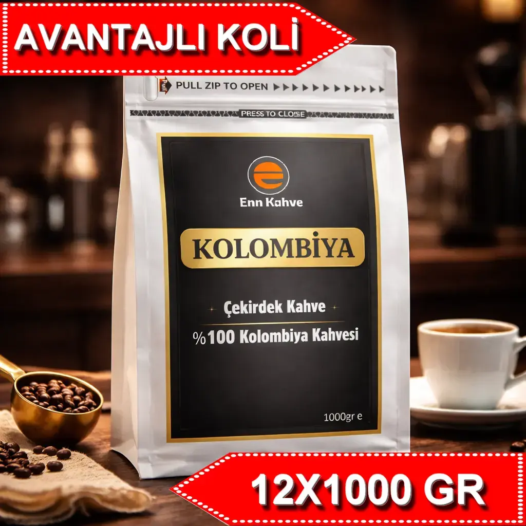 Kolombiya - Kavrulmuş Çekirdek - 1000gr | Single Origin - AVANTAJLI KOLİ - (12*1000gr)
