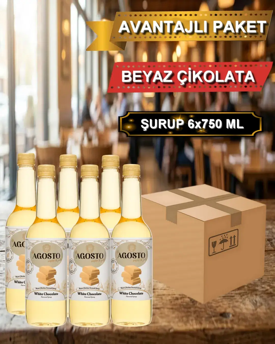 Beyaz Çikolata Aromalı Kahve Şurubu 750 ml - AVANTAJLI KOLİ - (6*750ml)
