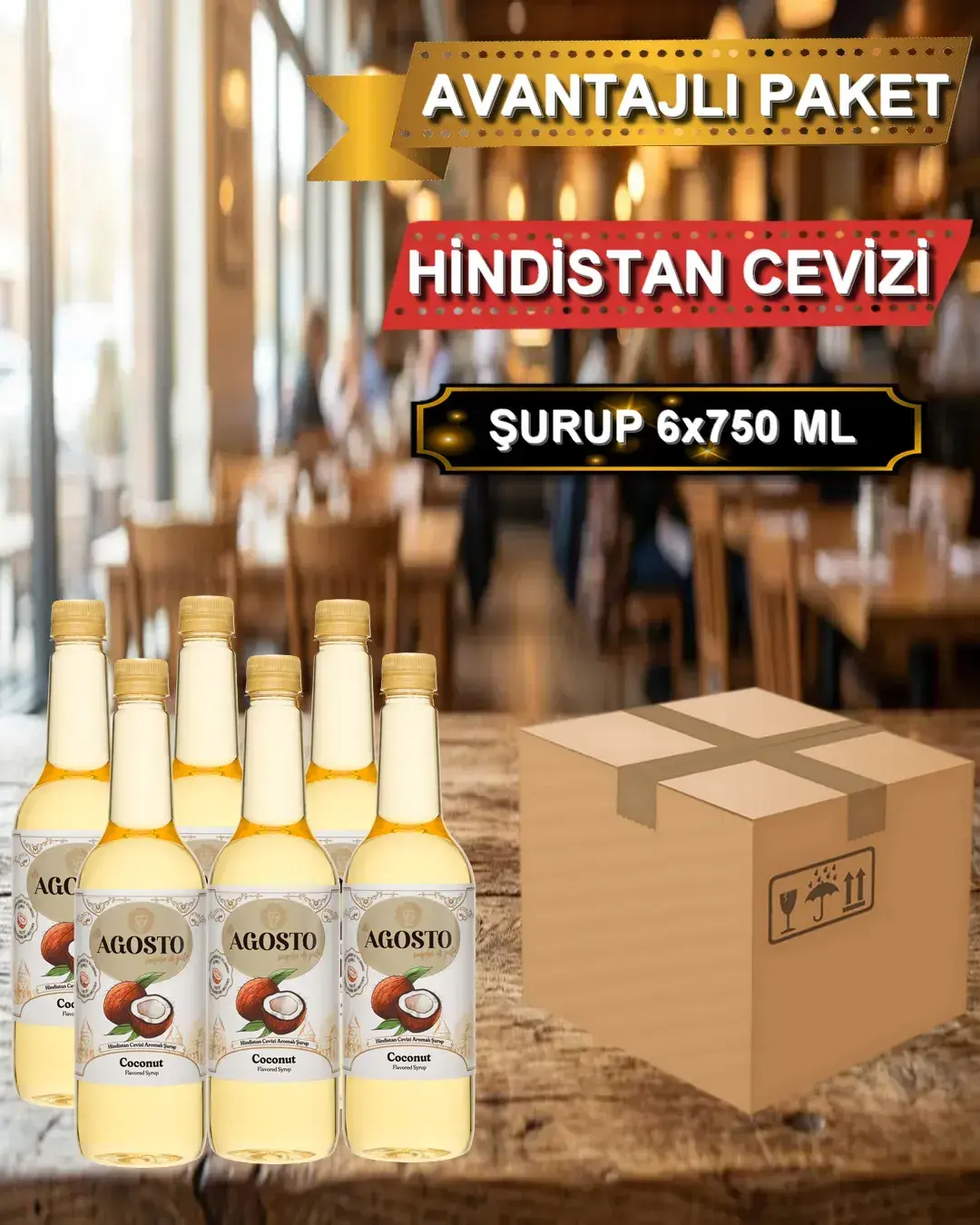 Hindistan Cevizi Aromalı Şurup 750 ml - AVANTAJLI KOLİ - (6*750ml)