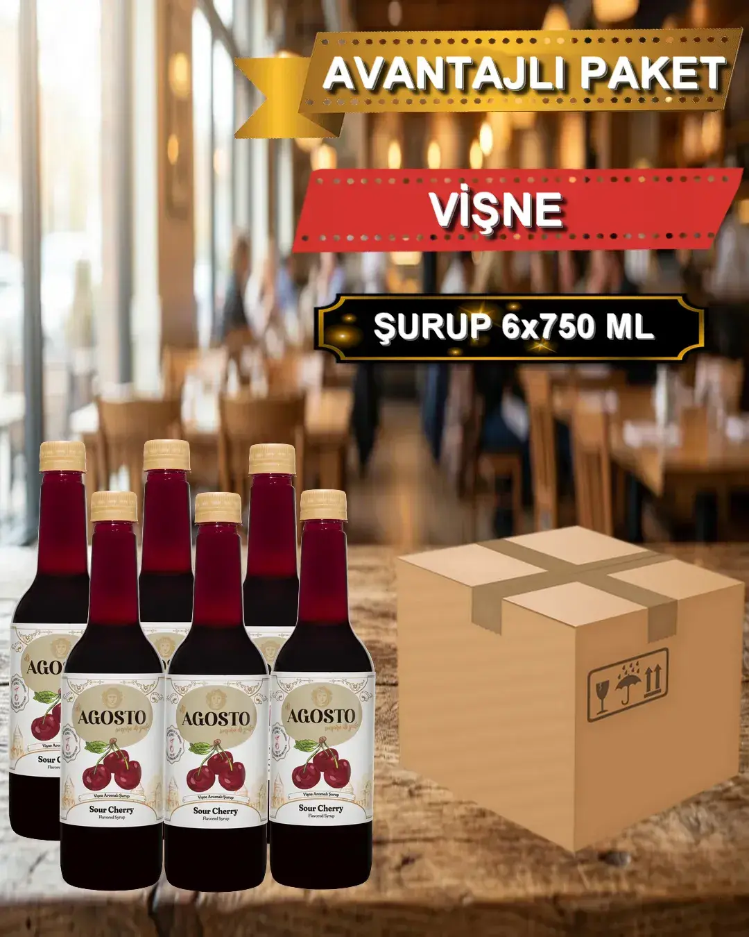 Vişne Aromalı Şurup 750 ml - AVANTAJLI KOLİ - (6*750ml)
