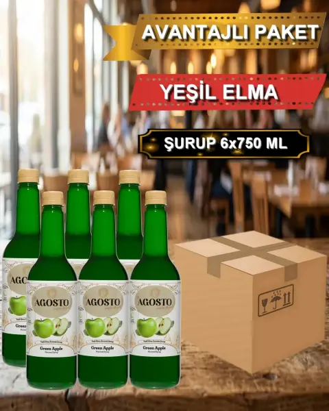 Yeşil Elma Aromalı Şurup 750 ml - AVANTAJLI KOLİ - (6*750ml)