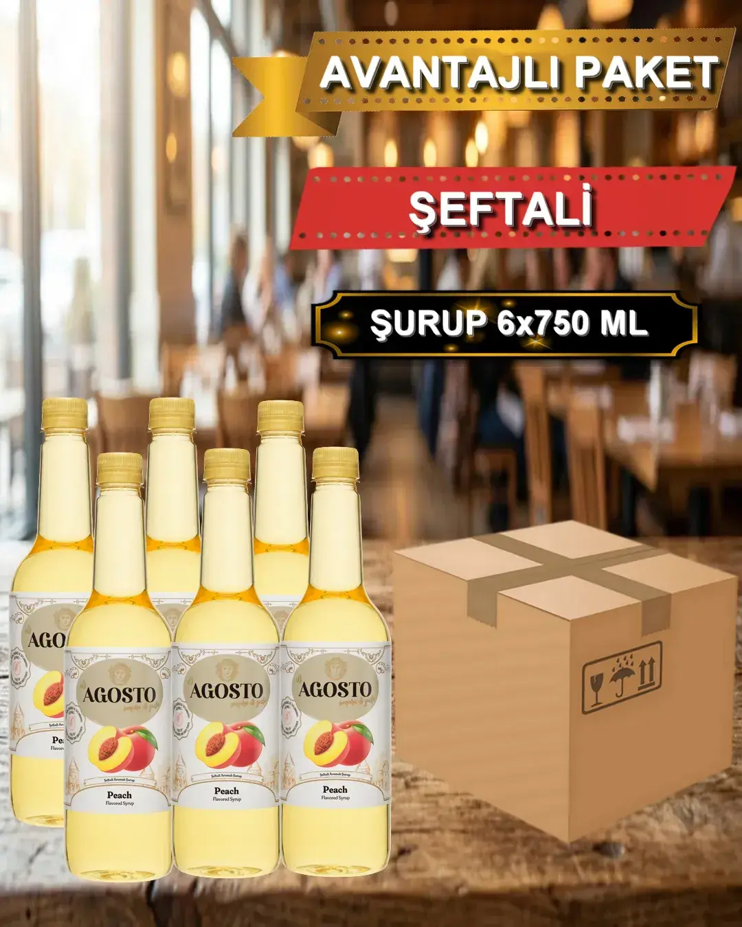 Şeftali Aromalı Şurup 750 ml - AVANTAJLI KOLİ - (6*750ml)