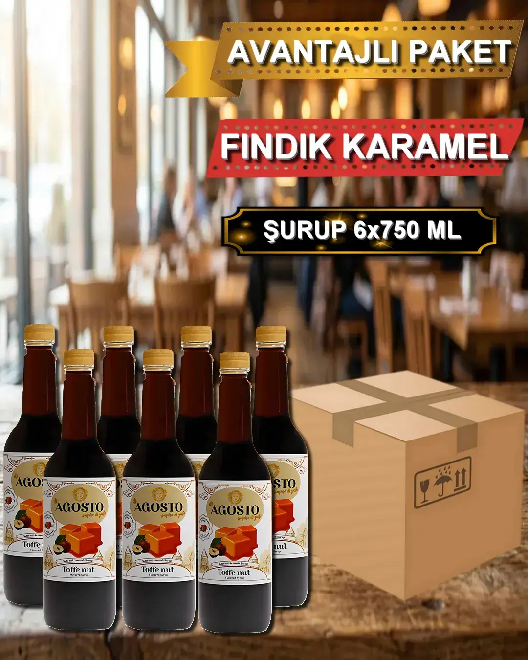 Karamel Fındık Aromalı (Toffee Nut) Kahve Şurubu 750 ml - AVANTAJLI KOLİ - (6*750ml)